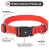 Wooflix Reflective Leash & Collar Combo Set for Medium Large Dogs Durable Strong Dog Collar Belt & Dog Leash for Medium & Large Dogs Training & Walking Lead Dog Leash (Red Reflective, Medium)