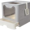 Amazon Basics Foldable Covered Cat Litter Box with Anti-Spill Tray | Easy Cleaning | Spacious Design | Top and Side Openings