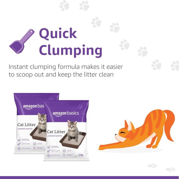 Amazon Basics Scoopable Smart White Bentonite Cat Litter | Lavender Fragrance | Scented Cat Litter | 5Kg - Pack of 1