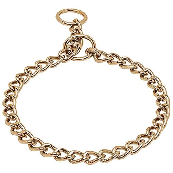 Pure Source India Heavy Duty Diamond Cut Gold Dog Choke Chain Training Dog Collar for Cats, Puppies and Dogs (24 inch), Hard Metal, (Pack of 1)