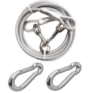 Dubidu Venyl Covered Cable Leash For Medium-Large Dogs 6Ft & Dubidu Venyl Covered Cable Leash For Medium-Large Dogs 6Ft & 10Ft Water Proof Lead For All Sized Pets. Great For Yard, Easy To Use Excellent Look (20 Feet)