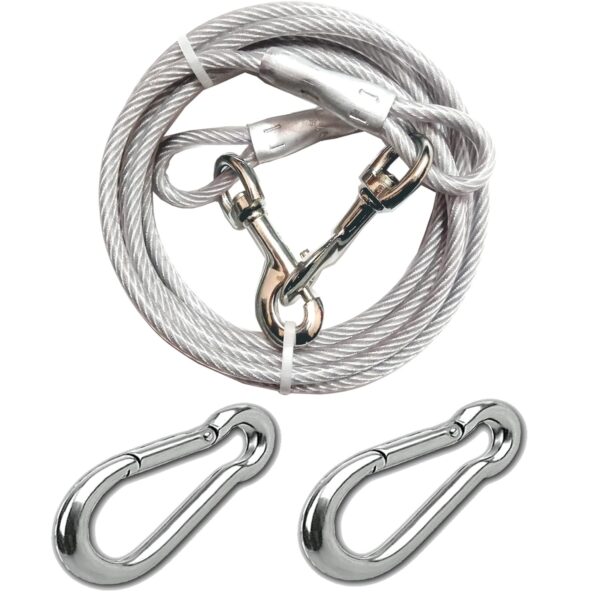 Dubidu Venyl Covered Cable Leash For Medium-Large Dogs 6Ft & 10Ft Water Proof Lead For All Sized Pets. Great For Yard, Easy To Use Excellent Look (20 Feet)