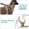 HANK Dog Harness | 3M Reflective Strap | Dog Body Vest for Medium Dogs | Soft Comfortable Padded | Anti Pull Harness for Walking, Training (Khaki - Grey - M (14-22Kg)