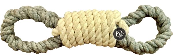 The Pets Company Natural Loop Tug Dog Rope Toy for Aggressive Chewers, Dental Tug Dog Toy with Thick Knots for Large Dog Breeds
