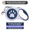 Retractable Dog Leash | 5M Heavy Duty Dog Leash for Small & Medium Size Dogs Upto 20 Kg| Strong Nylon Tape, Anti-Slip Handle, 360° Tangle-Free, One-Click Brake & Pause | (Upto 20 kg Dog, Blue)