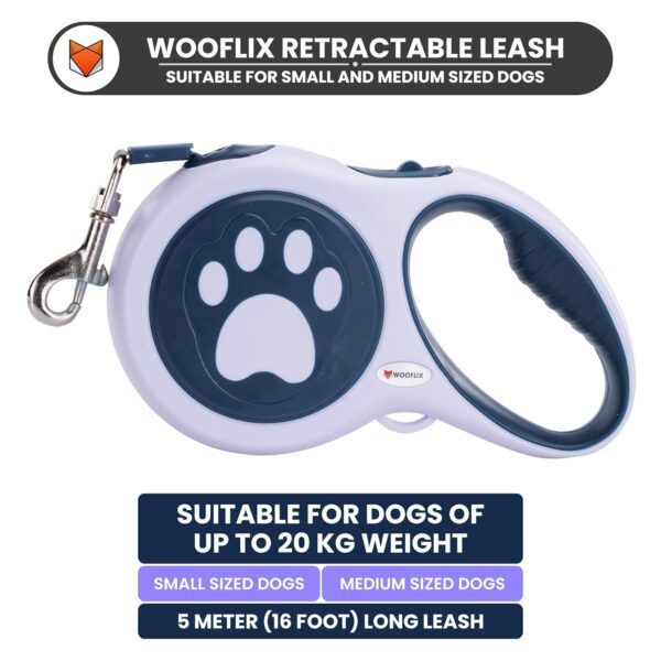 Retractable Dog Leash | 5M Heavy Duty Dog Leash for Small & Medium Size Dogs Upto 20 Kg| Strong Nylon Tape, Anti-Slip Handle, 360° Tangle-Free, One-Click Brake & Pause | (Upto 20 kg Dog, Blue)
