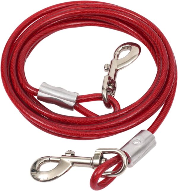 10-FEET (5MM) Heavy-Duty Tie Out Cable Leash for Dogs Up 10-FEET (5MM) Heavy-Duty Tie Out Cable Leash for Dogs Up to 35kg, Long Dog Cable Leash with PVC Coating, Dogs Chains for Outside and Indoor Durable Dog Runner Tether Line for Yard (Red)