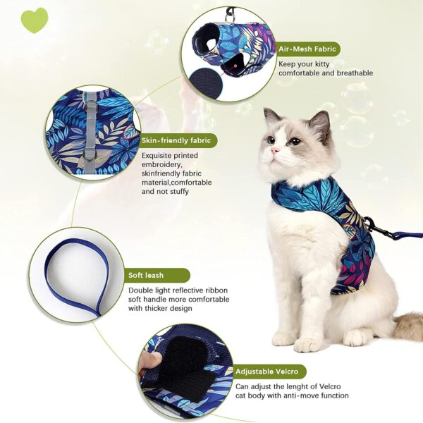 KUTKUT Cat Harness and Leash Set for Walking - Soft Mesh Adjustable Vest With Reflective Strap, Comfort Fit for Pet Kitten Puppy (Size: M, Chest: 28cm - 32cm)