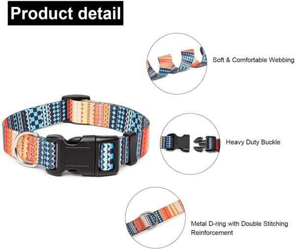 Qpets Nylon Bohemia Style Dog Collar With Patterns Adjustable 40-60Cm Soft Comfy Pet Collars Dog Belt For Small Medium Large 30-40Kg Dogs (Size:L), Multicolor