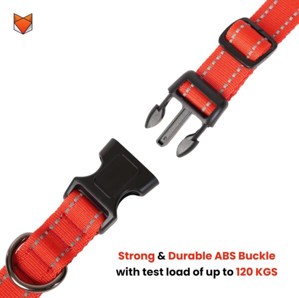 Wooflix Reflective Leash & Collar Combo Set for Medium Large Dogs Durable Strong Dog Collar Belt & Dog Leash for Medium & Large Dogs Training & Walking Lead Dog Leash (Red Reflective, Medium)
