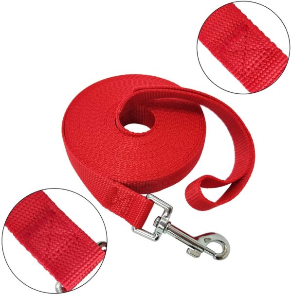 Nylon Dog Training Lead Dog Leash 10 Ft Long Leash (1 Inch Wide) (Red)
