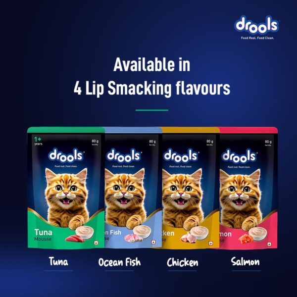 Drools Adult Cat Wet Mousse 80gm | Tuna | Rich in Protein, Promotes Hydration & Easy to Digest | Grain Free, No Artificial Flavours | Packed with Essential Vitamins & Antioxidants