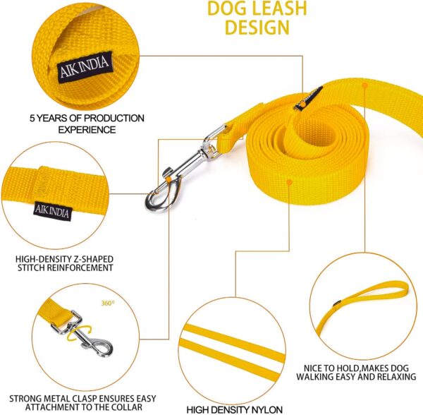 Dog Collar Belt and Leash Set for Large Dogs, Dog Stylish Nylon Leash Belts with Bell - Labrador, Golden Retriever, Pitbull, German Shepherd, Husky, Doberman (Large, Yellow)