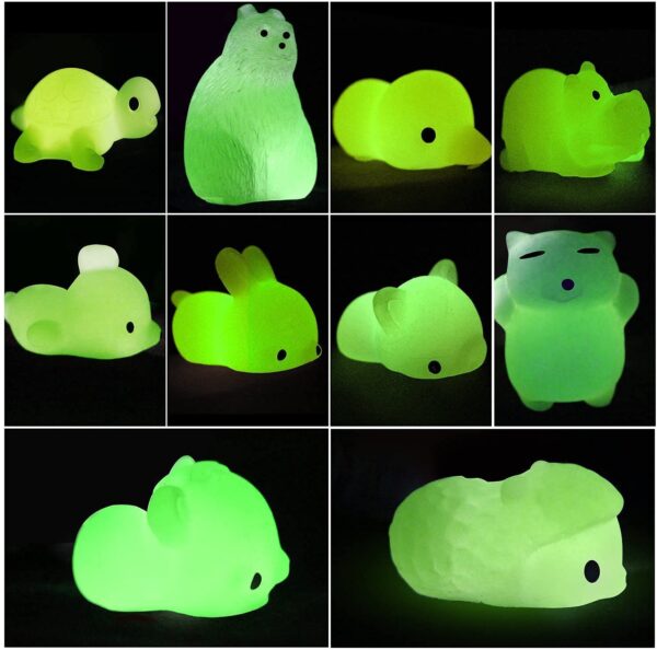 2 Pack Squishies Mochi Squishy Toys Glow in The Dark Party Favors for Kids - Mini Kawaii Squishies Mochi Animals Stress Relief Squishy Pack Squishy Cat Squishys with Storage Box