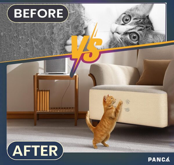 PANCA Cat Scratch Pad Mat for Wall, Sofa & Furniture Protection | 30x100cm Adhesive Cuttable Cat Scratcher Mat | Durable Sisal Texture Pad for Cats & Kittens – Prevents Scratching on Couch & Floor