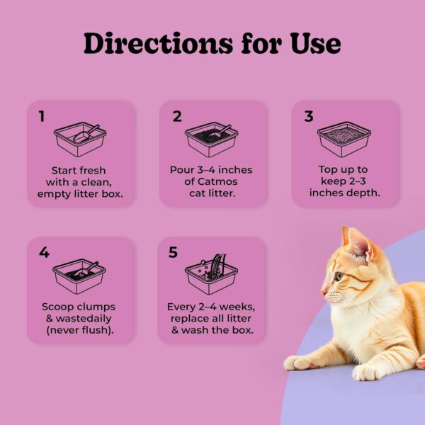 Catmos Lavender Clumping Cat Litter – 5kg | Odour-Sealing, Quick-Clumping & Low Dust Formula | Lavender Scented for Freshness | Ideal for Multi-Cat Homes