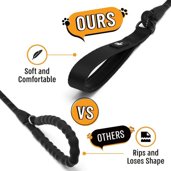 Active Pets Heavy Duty Nylon Dog Leash | 3M Highly Reflective Dog Rope Leash | Soft Padded Handly Dog Belt for Medium Large Dogs Walking Running Leash (Black)
