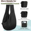 Small Dog Sling Carrier, Reversible Hands Free Dog Sling Carriers for Small Dogs and Cats, Puppy Slings Carrier with Safety Harness, Puppy Essentials, Black