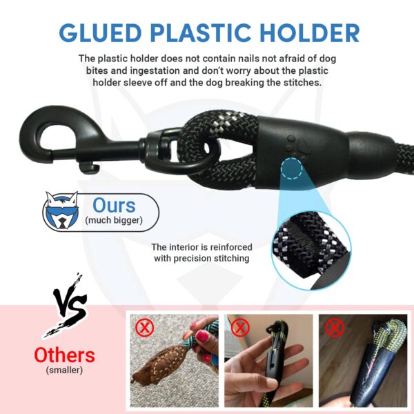 HANK Dog Leash | 3M Reflective Dog Rope | Soft Comfortable Handle | Heavy Duty Belt Hook | (Suitable Up to 10KG - Small Breed) - 5 Feet Long (S - Black)