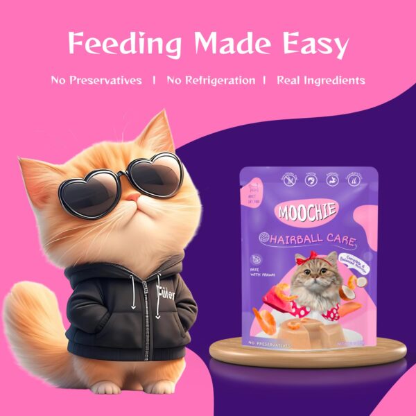 PETS EMPIRE Moochie Cat Pate with Prawn (85g X 6) Tasty Wet Cat Food, No Artificial Flavours Cats Food with Prawn & Taurines, Non-Vegetarian Cat Foods Pouch for Adult Cats
