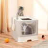 Amazon Basics Foldable Covered Cat Litter Box with Anti-Spill Tray | Easy Cleaning | Spacious Design | Top and Side Openings