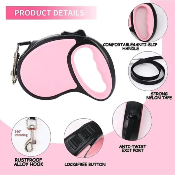 71GzvwnkrTL._SL1500_.jpg Priyadarshi Retractable Dog Lead Extending Leash - Extension Lead with Anti-Slip Brake | Anti-Twist Lobster Clip | Soft Grip Handle - for Small, Medium, Large Pets - 5 Metre Randon Color