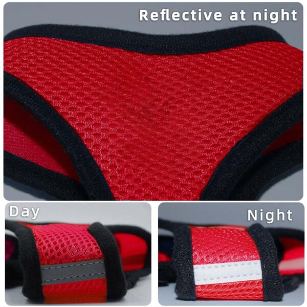 Reflective Dog Harness with Adjustable Leash|Breathable Polyester Mesh Fabric with Top Carry Handle|Small Size|HAT-818|Comfortable No-Pull Grip|Quick Release Buckles|Stylish Design|Red