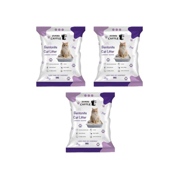 Cat Litter Lavender | Advanced Clumping Scented and Sand | Perfect for Cats (Pack of 3, 15Kg)