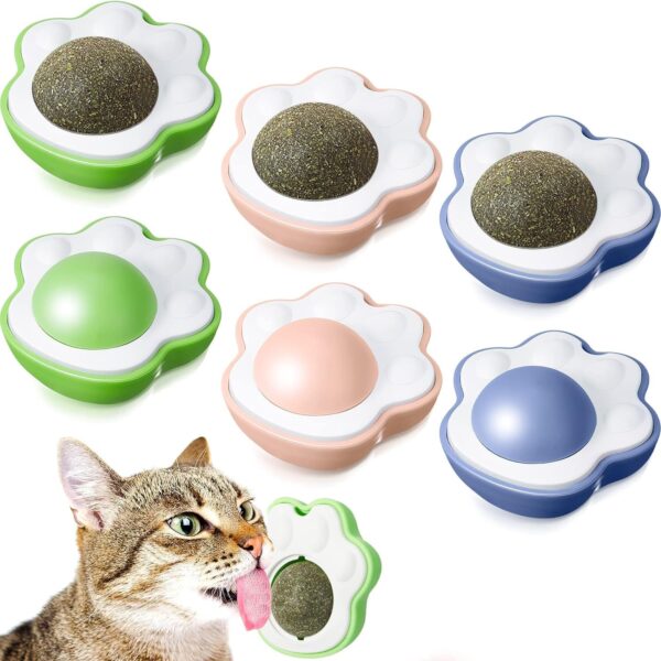 Dog Trust Catnip Balls Edible Catnip Ball for 1PCS Cats Dog Trust Catnip Balls Edible Catnip Ball for 1PCS Cats Kitten Toy Rotatable Mint Ball Kitten Chew Treats for Teeth Cleaning Biting Dental Care Safe Healthy Lick Toy (Paw)