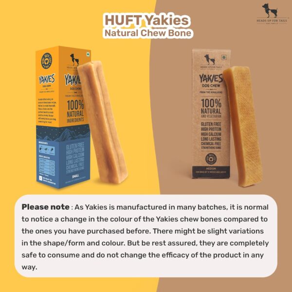 Heads Up For Tails Huft Yakies Organic Dog Chew Bone For All Life Stages (Large 3 Pcs)