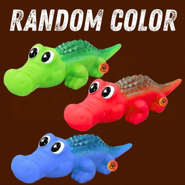 What's Poppin Crocodile Squeaky Dog Toy for Chewing, Fetch & Interactive Play | Textured Pet Toy for Dogs & Puppies | Built-in Squeaker, Gum Massage & Dental Care | Fun Alligator Chew Toy for Pets