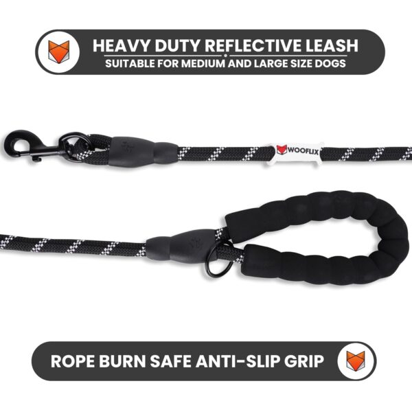 71IKnyqRXL._SL1500_.jpg WOOFLIX Reflective Dog Leash And Collar Combo Set|Dog Collar & Anti Slip Padded Handle Leash For Dogs|Highly Reflective|Dog Rope For Medium & Large Dogs|(Leash 6.5 Ft. + Collar Xl, Black, 18 Cm)