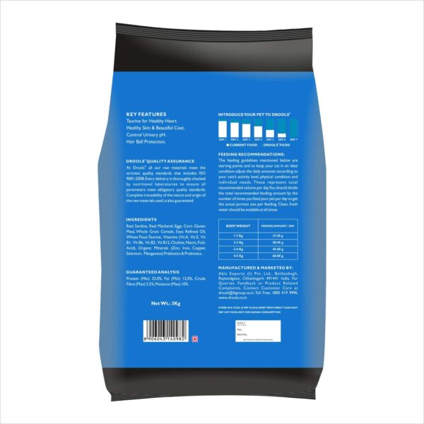 71IWl-WYnrL._SL1500_.jpg Drools Adult(+1 Year) Dry Cat Food, Ocean Fish, 3 kg + 1.2 kg Free & Kitten(1-12 Months) Dry Cat Food, Ocean Fish, 1.2kg with Free Container
