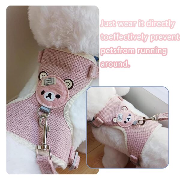 71Ie7IUDtdL._SL1500_.jpg Pink M-Size Cat Harness & Leash Set | Adjustable Linen Vest for Cats Up to 15 lbs | 22-50 Cm Chest & 22-32 Cm Neck | 120 Cm Ultra-Light 66g Design