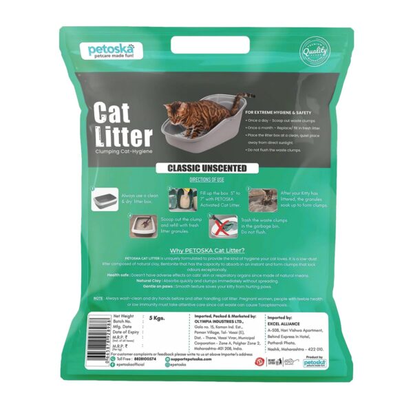 Cat Litter 5kg Jasmine | Premium Bentonite Clay, Gentle on Paws, Low Dust | Floral Fragrance & Fast-Clumping Cat Litter for a Fresh Litter Box