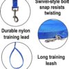Nylon Dog Training Lead Dog Leash Long Leash15 Ft Long Leash for Dogs (1" Wide) (Blue, 15 Feet)