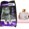 WonderWhite Premium White Cat Litter Made in Turkey | 5 Kg in a Pack | White Bentonite Clumping Sand | (Lavender Scent) Safe for Multiple Cats & Kittens with Wand Toy