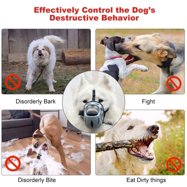 Emily Pets Dog Muzzle to Prevent Barking, Biting and Chewing, Soft Rubber Basket Muzzle for Small, Medium and Large Dogs (1 - Poodle, Grey)