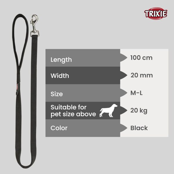 71Js8sYQ7YL._SL1500_.jpg Trixie Premium Dog Leash with Padded Hand Loop, Comfortable and Adjustable Training Leash, 3.28 ft./20 mm (M-L, Black)