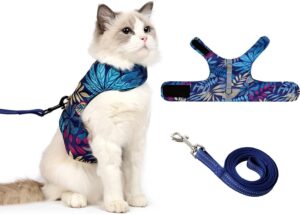 KUTKUT Cat Harness and Leash Set for Walking - Soft Mesh Adjustable Vest With Reflective Strap, Comfort Fit for Pet Kitten Puppy (Size: M, Chest: 28cm - 32cm)