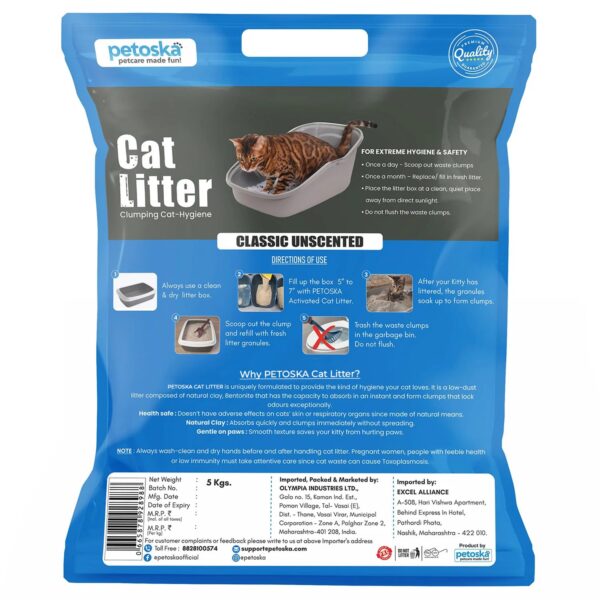 Cat Litter 20kg | 100% Natural Bentonite Clay | Rapid Clumping, Odour Lock, Low Dust, Gentle on Paws | Premium Absorbent Cat Litter for All Breeds | Pack of 4