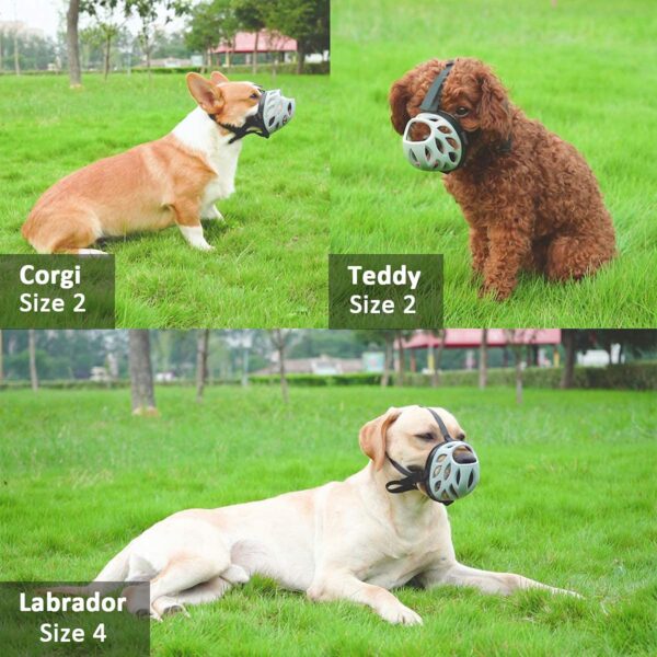 Emily Pets Dog Muzzle to Prevent Barking, Biting and Chewing, Soft Rubber Basket Muzzle for Small, Medium and Large Dogs (1 - Poodle, Grey)