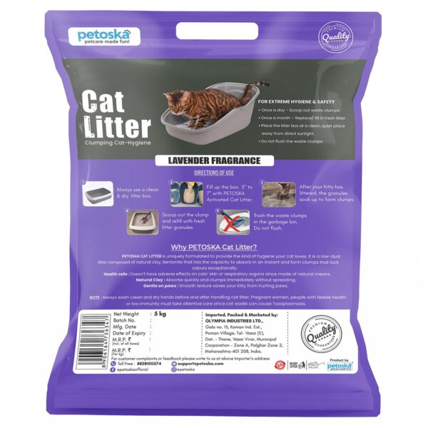 Cat Litter- 10Kg | Lavender Fragrance | Scoopable Bentonite Clay Cat Litter | Advanced Clumping Scented Litter Sand | 99.9% Dust Free | Natural | Odour Control Pack of 2