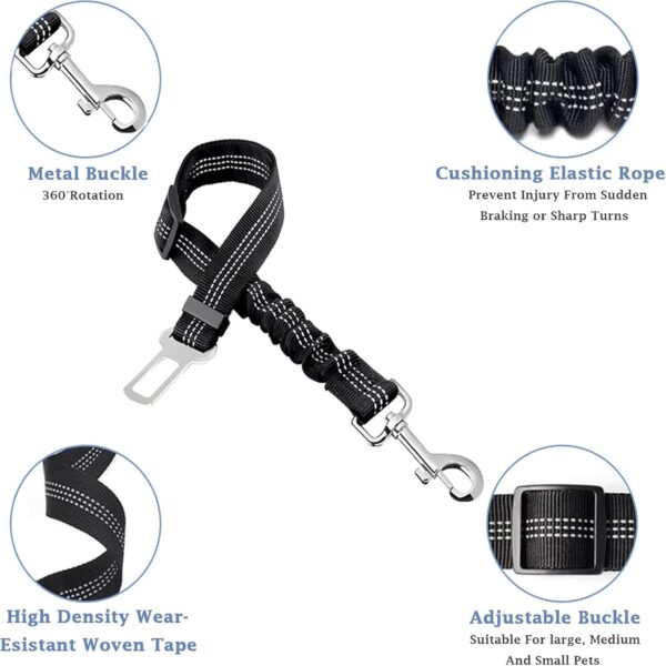 Black Dog Leash - Heavy-Duty Dog Leash with in Length, 17.7in to 27.55in Training Leash Dog Belt with Non-Slip Grip, Ideal Leash for Dogs for Training, Walking, and Outdoor Adventures