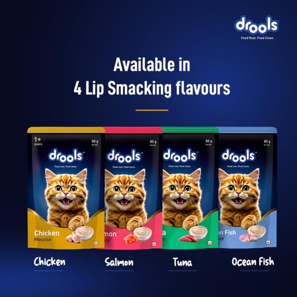 Drools Adult Cat Wet Mousse 80gm | Chicken | Rich in Protein, Promotes Hydration & Easy to Digest | Grain Free, No Artificial Flavours | Packed with Essential Vitamins & Antioxidants