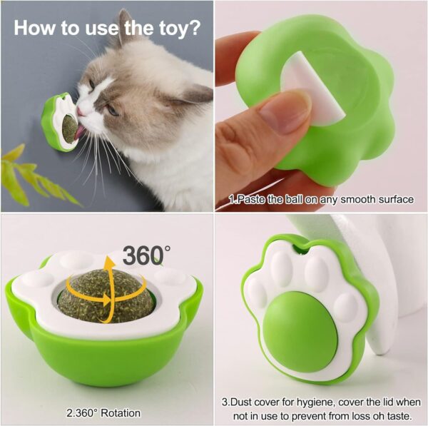 71LH1lA7hhL._SL1500_.jpg Dog Trust Catnip Balls Edible Catnip Ball for 1PCS Cats Kitten Toy Rotatable Mint Ball Kitten Chew Treats for Teeth Cleaning Biting Dental Care Safe Healthy Lick Toy (Paw)