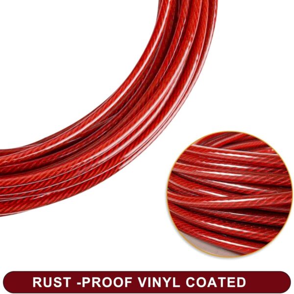 71LvuShADnL._SL1500_.jpg 10-FEET (5MM) Heavy-Duty Tie Out Cable Leash for Dogs Up to 35kg, Long Dog Cable Leash with PVC Coating, Dogs Chains for Outside and Indoor Durable Dog Runner Tether Line for Yard (Red)