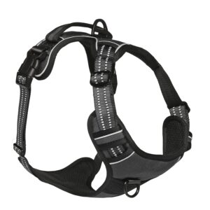 Dog Harness, No Pull & No Choke Harness for Dogs, Oxford Breathable & Reflective Fabric Vest, Soft Inner Sponge Padding, Adjustable Body Belts, Thicker Handle (Medium, Black)