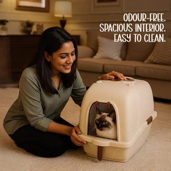 Aurora Litter Den | Enclosed Cat Litter Box with Odour Control & Privacy | Spacious, Easy-Clean, Non-Stick Tray | Hygienic Design for Large Cats & Multi-Cat Homes