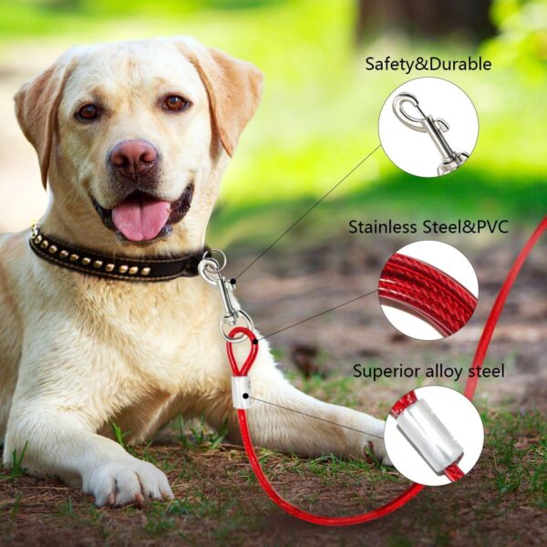 71MvQQlFaGL._SL1500_.jpg 10-FEET (5MM) Heavy-Duty Tie Out Cable Leash for Dogs Up to 35kg, Long Dog Cable Leash with PVC Coating, Dogs Chains for Outside and Indoor Durable Dog Runner Tether Line for Yard (Red)